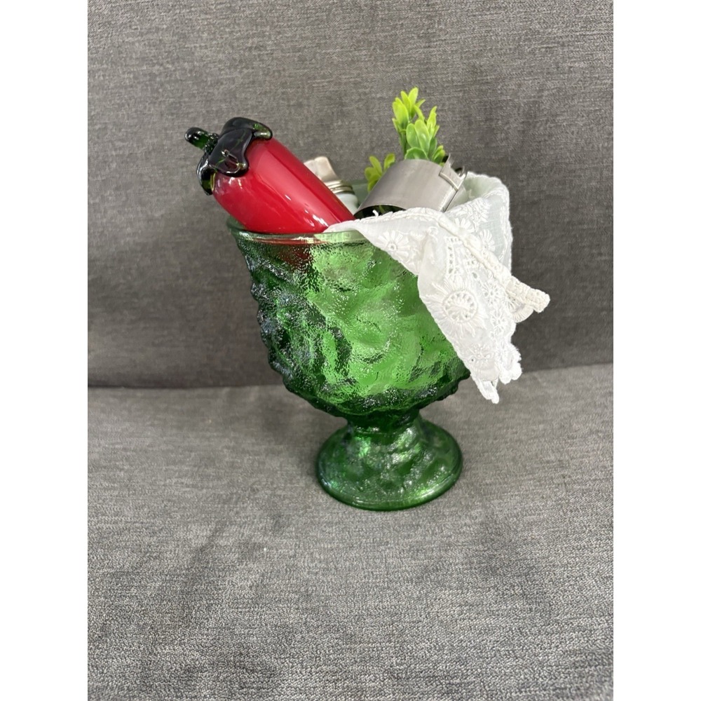 Vintage‎ Upcycled Repurposed Primitive Vignette Tabletop Decor Green Glass